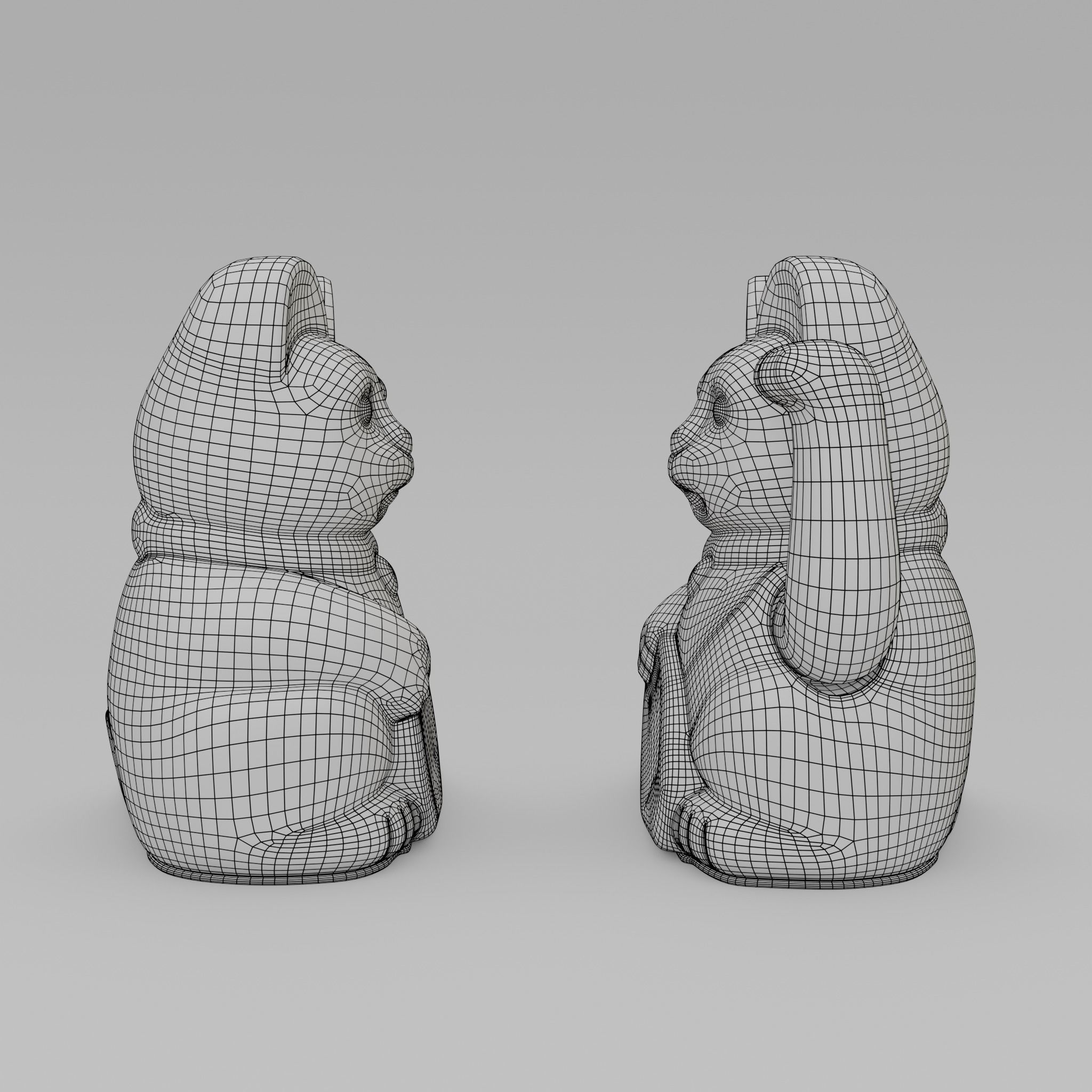 Maneki neko Lucky cat Low-poly 3D model_18