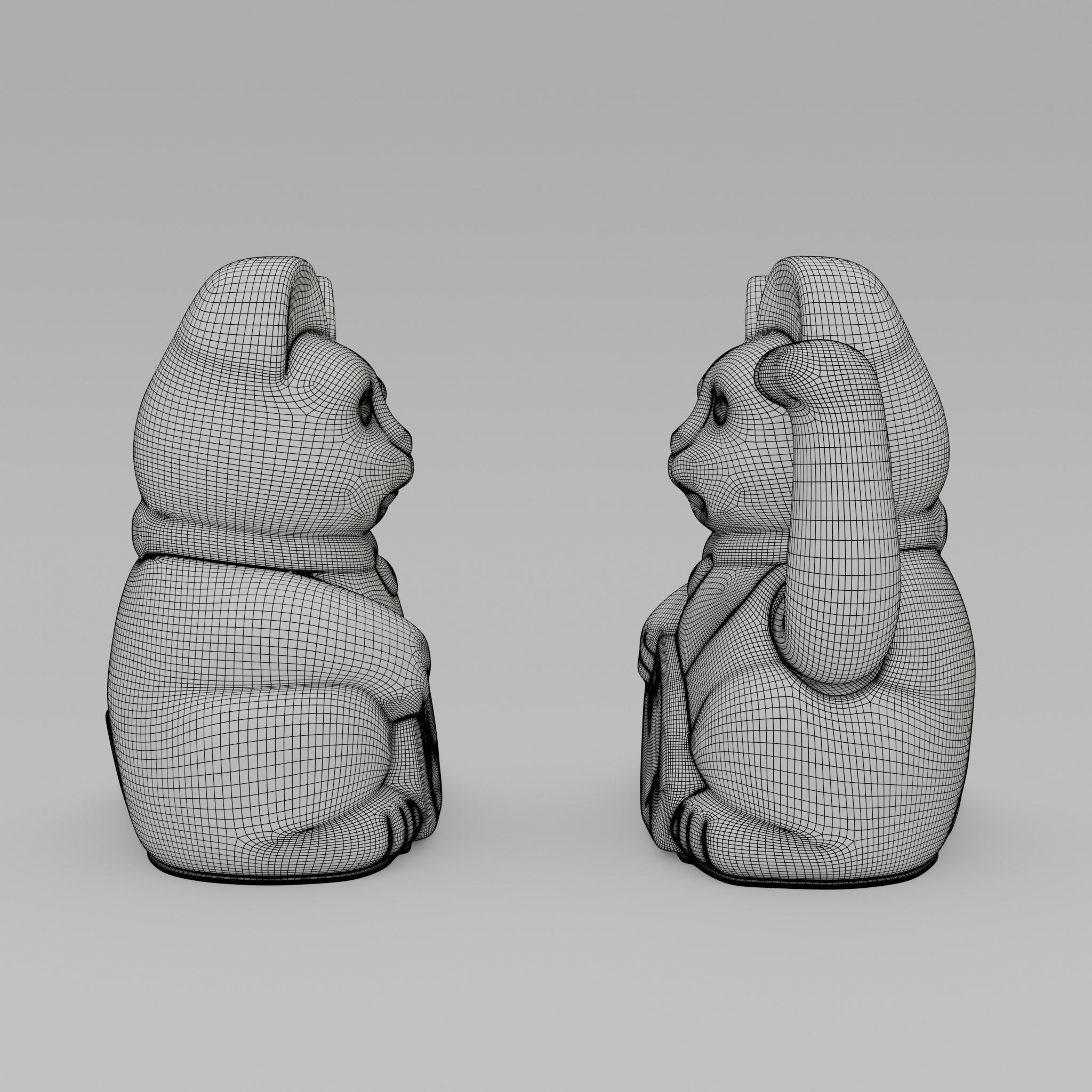 Maneki neko Lucky cat Low-poly 3D model_20