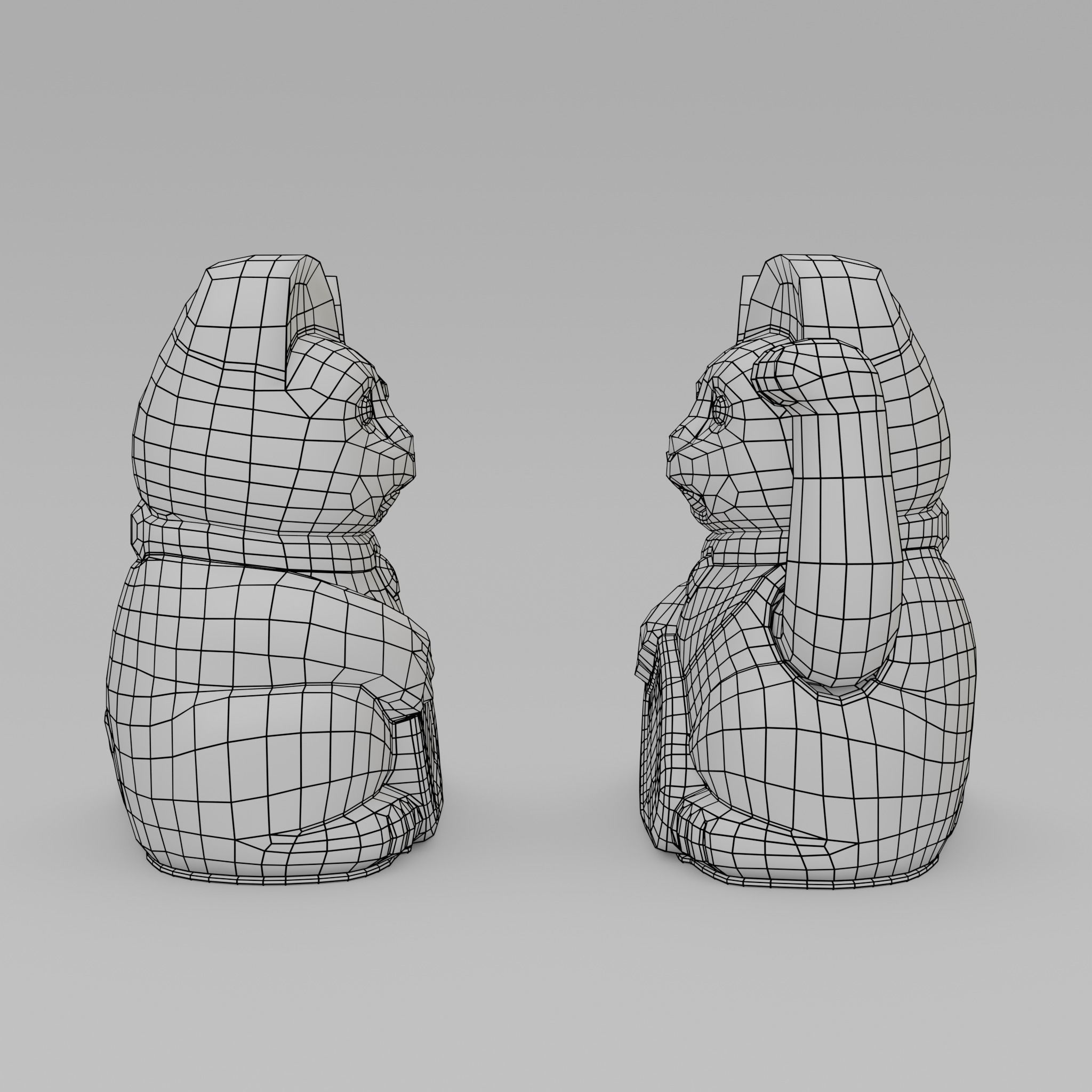 Maneki neko Lucky cat Low-poly 3D model_16