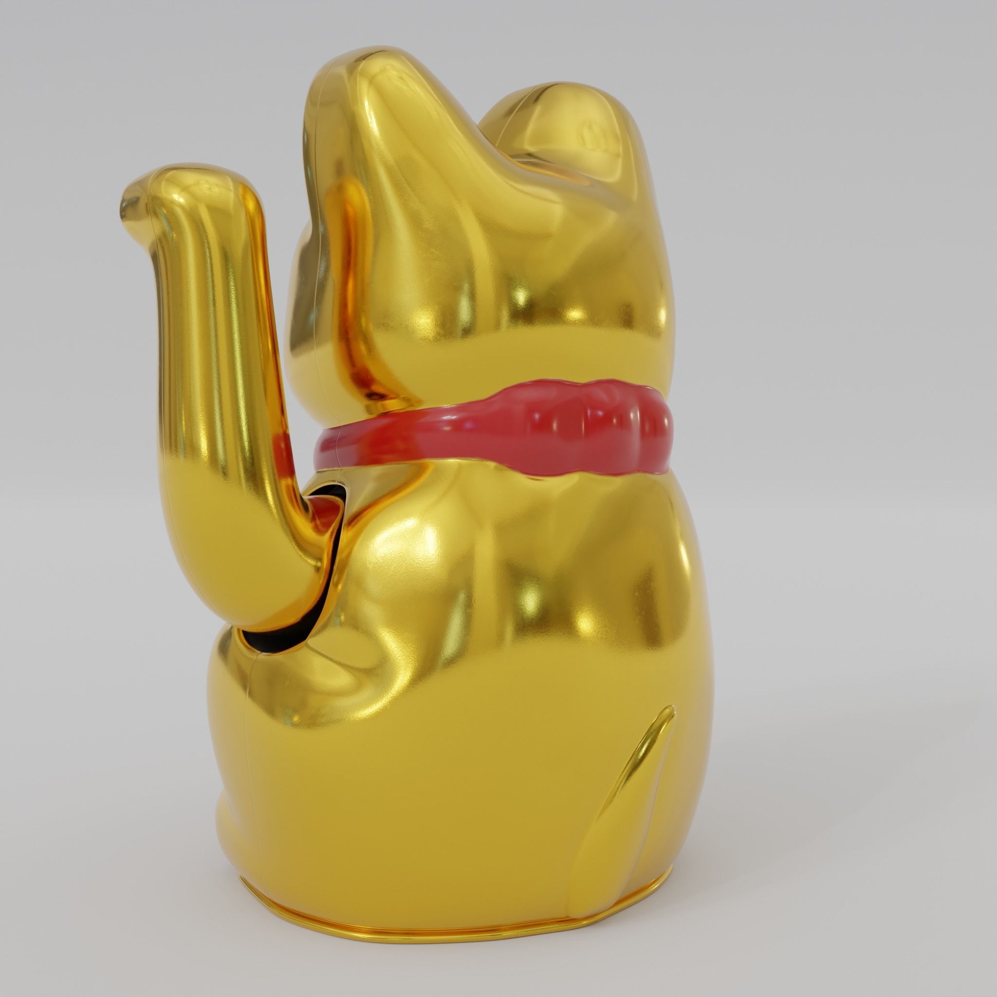 Maneki neko Lucky cat Low-poly 3D model_4