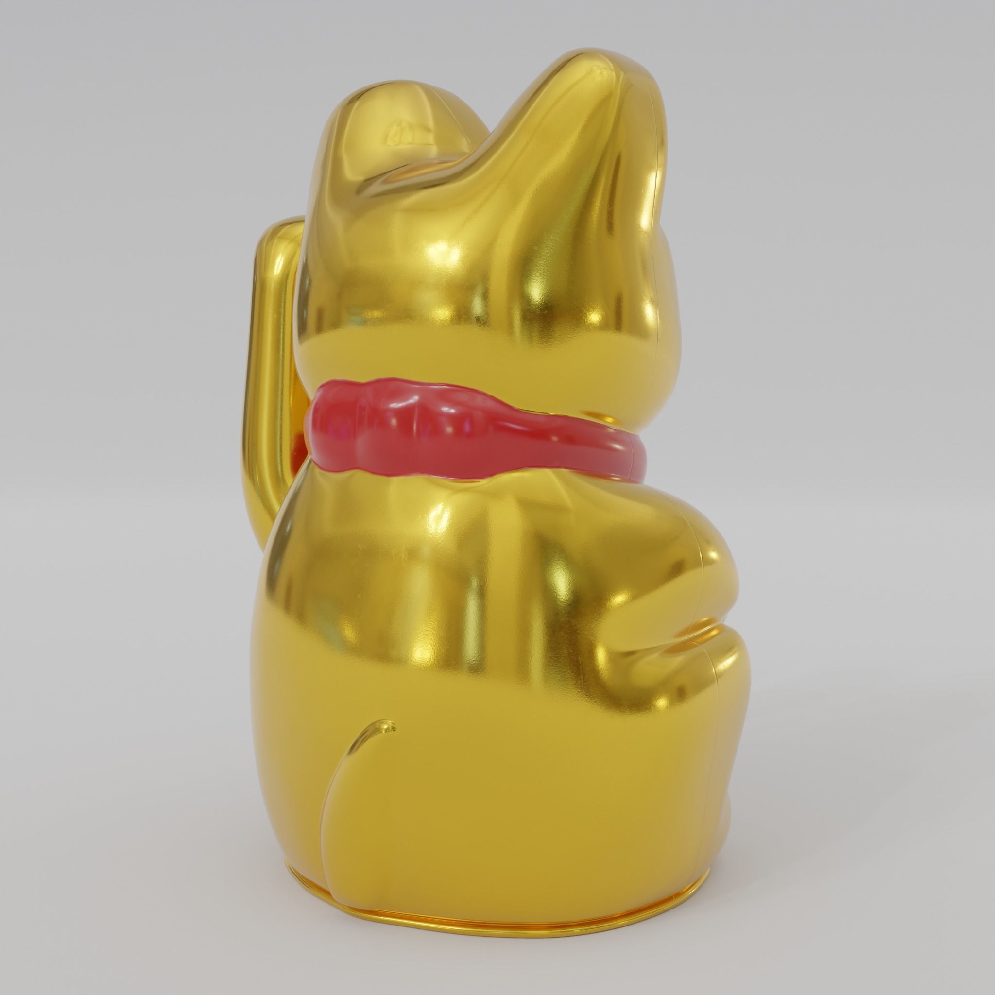 Maneki neko Lucky cat Low-poly 3D model_6