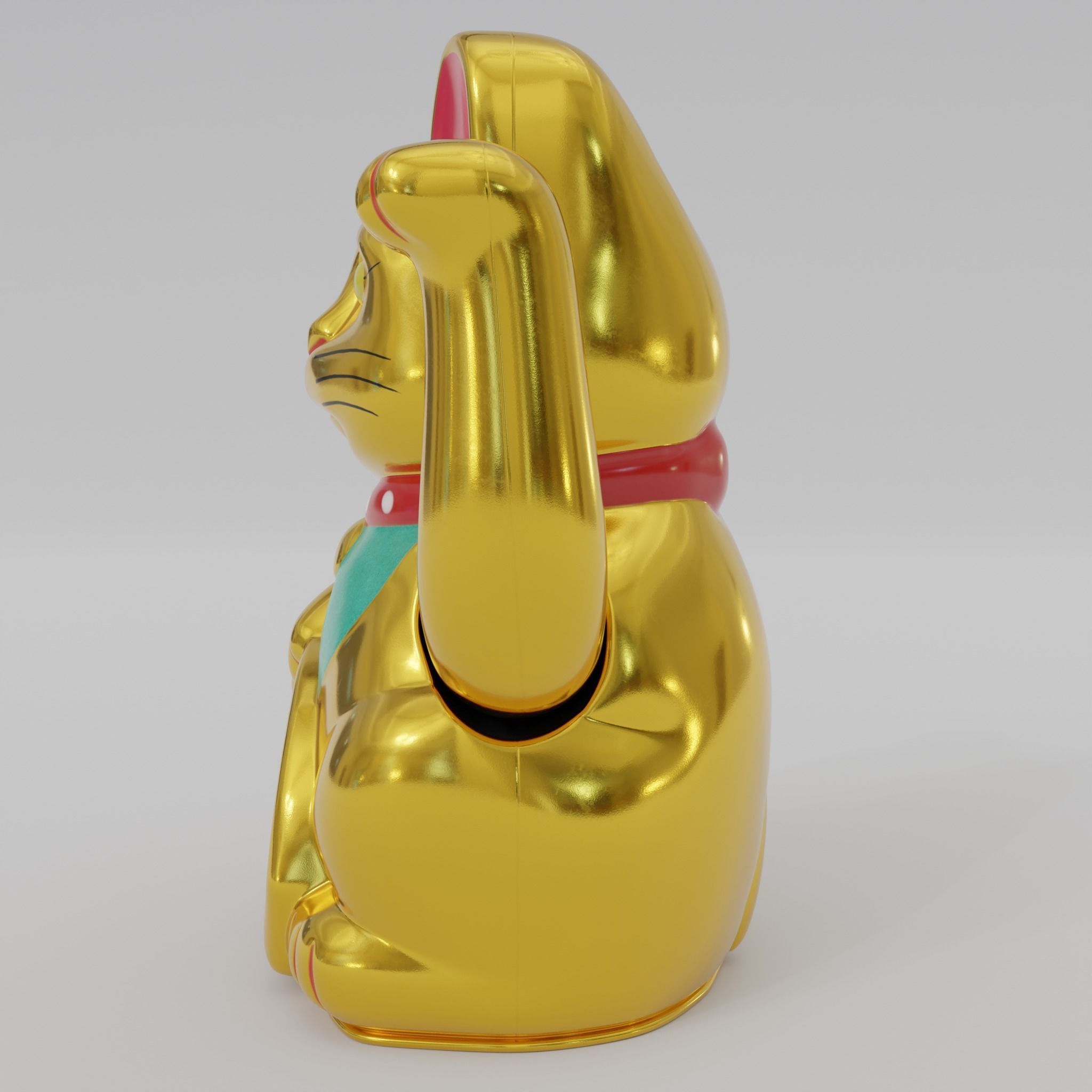 Maneki neko Lucky cat Low-poly 3D model_3