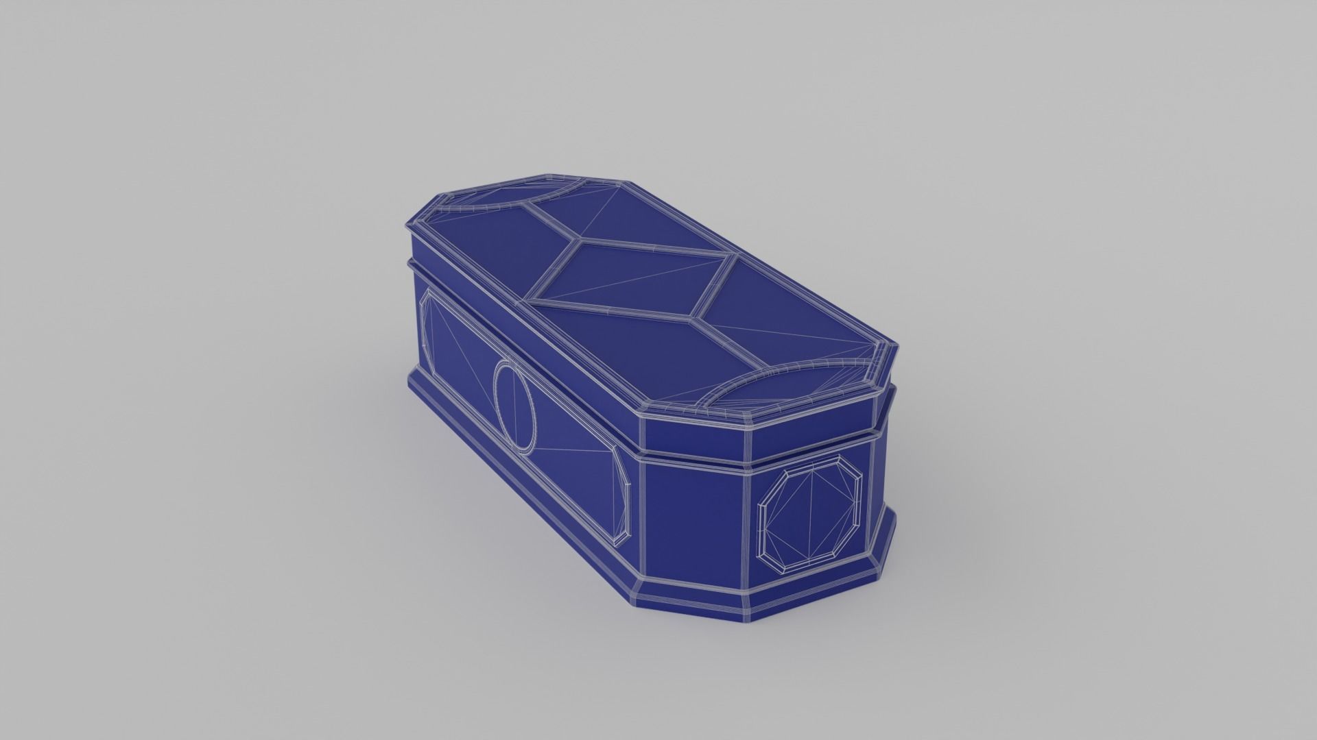 Antique rectangular jewellery box with gold plated ornate S Low-poly 3D model_9