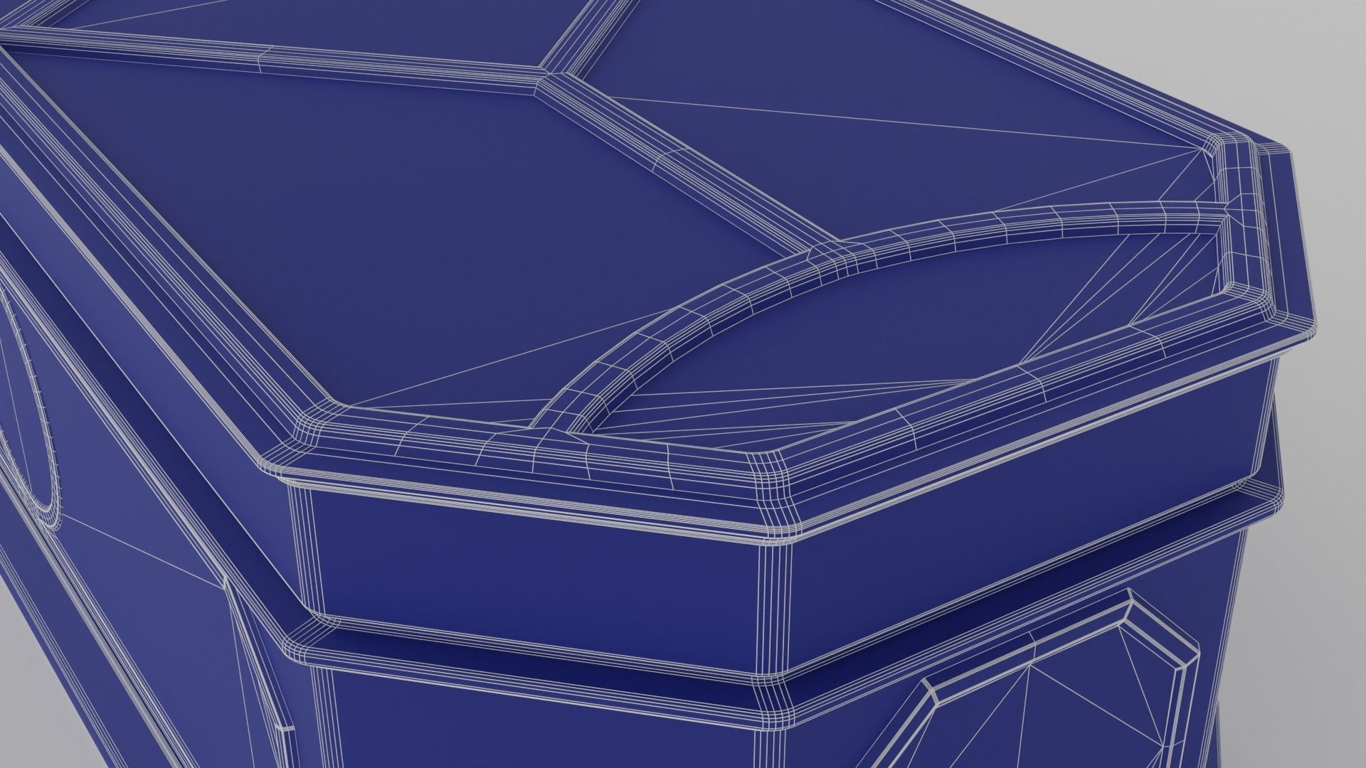 Antique rectangular jewellery box with gold plated ornate S Low-poly 3D model_15