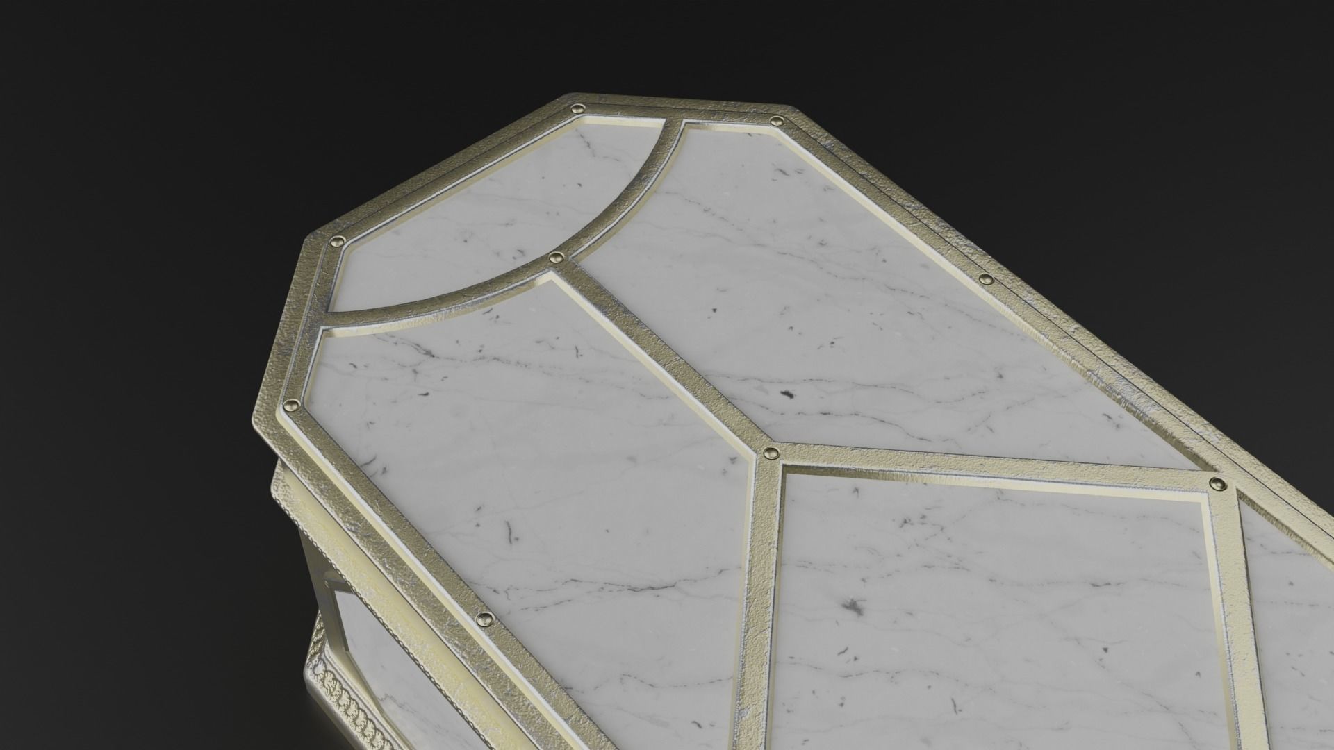 Antique rectangular jewellery box with gold plated ornate S Low-poly 3D model_5