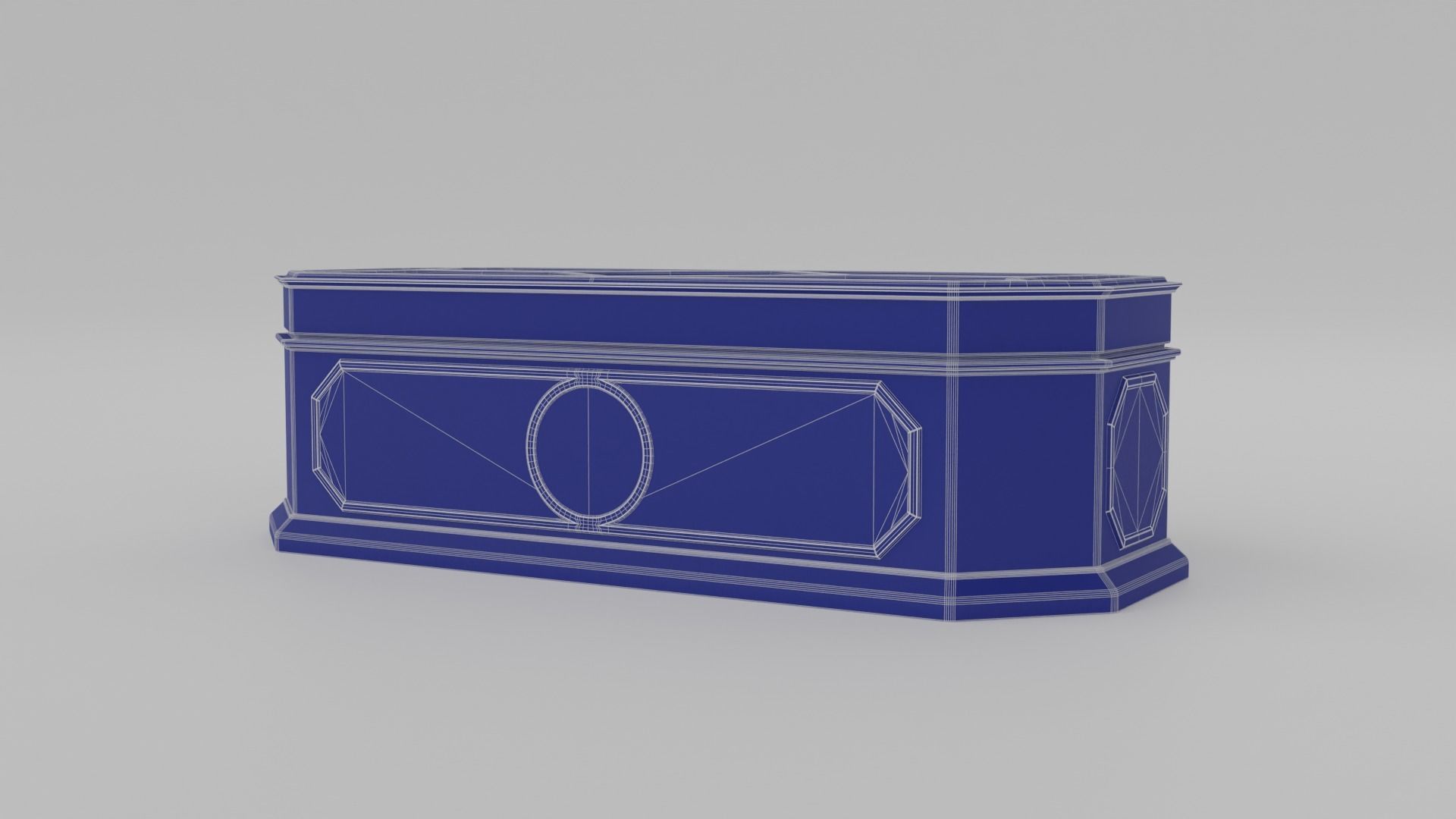 Antique rectangular jewellery box with gold plated ornate S Low-poly 3D model_8