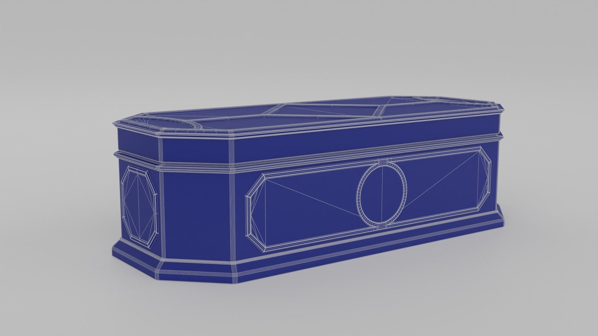 Antique rectangular jewellery box with gold plated ornate S Low-poly 3D model_12