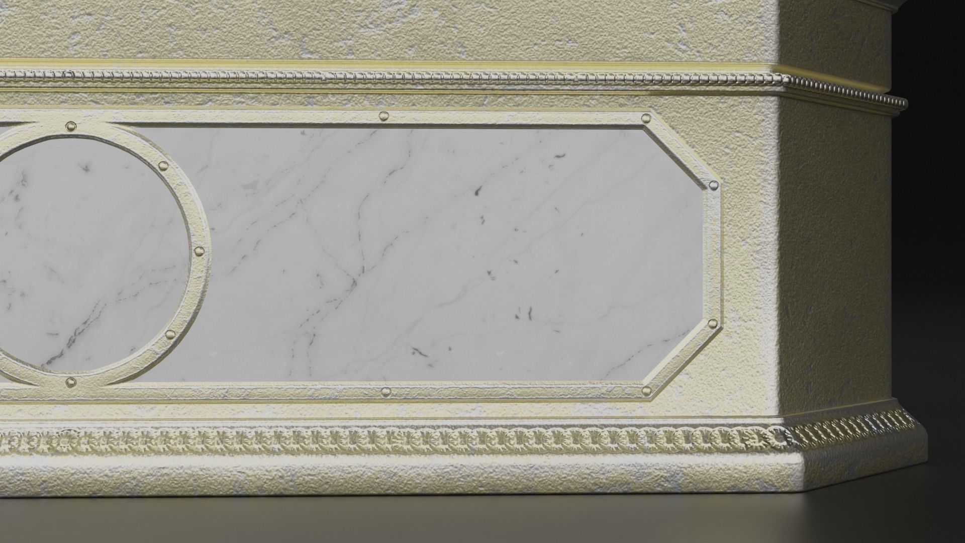 Antique rectangular jewellery box with gold plated ornate S Low-poly 3D model_6