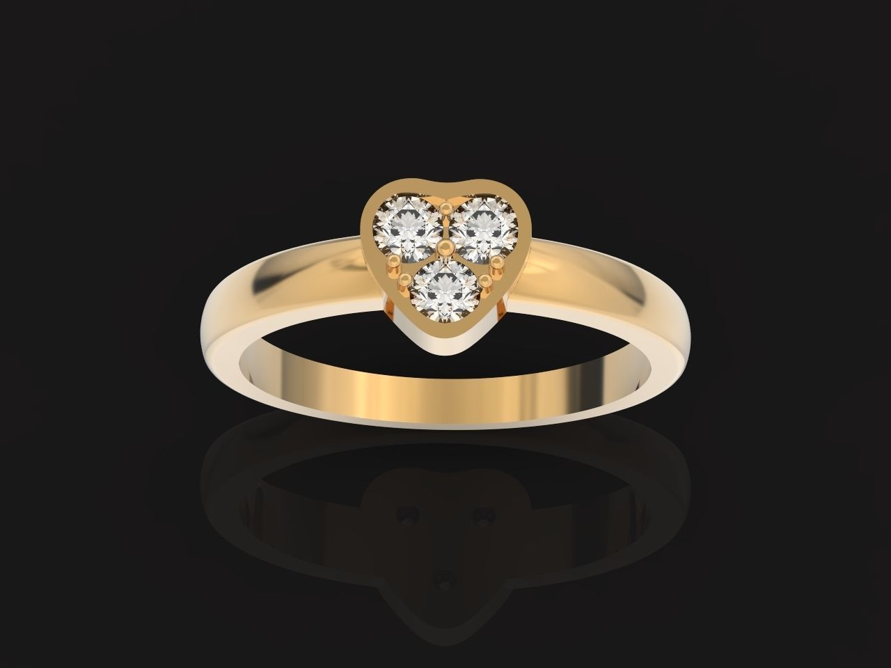 ring heart small stone 3D print model_10