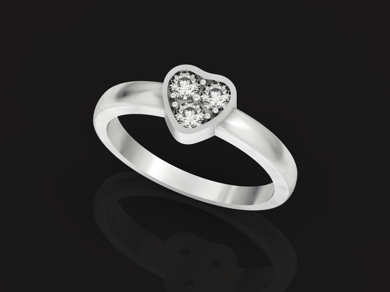 ring heart small stone 3D print model_7