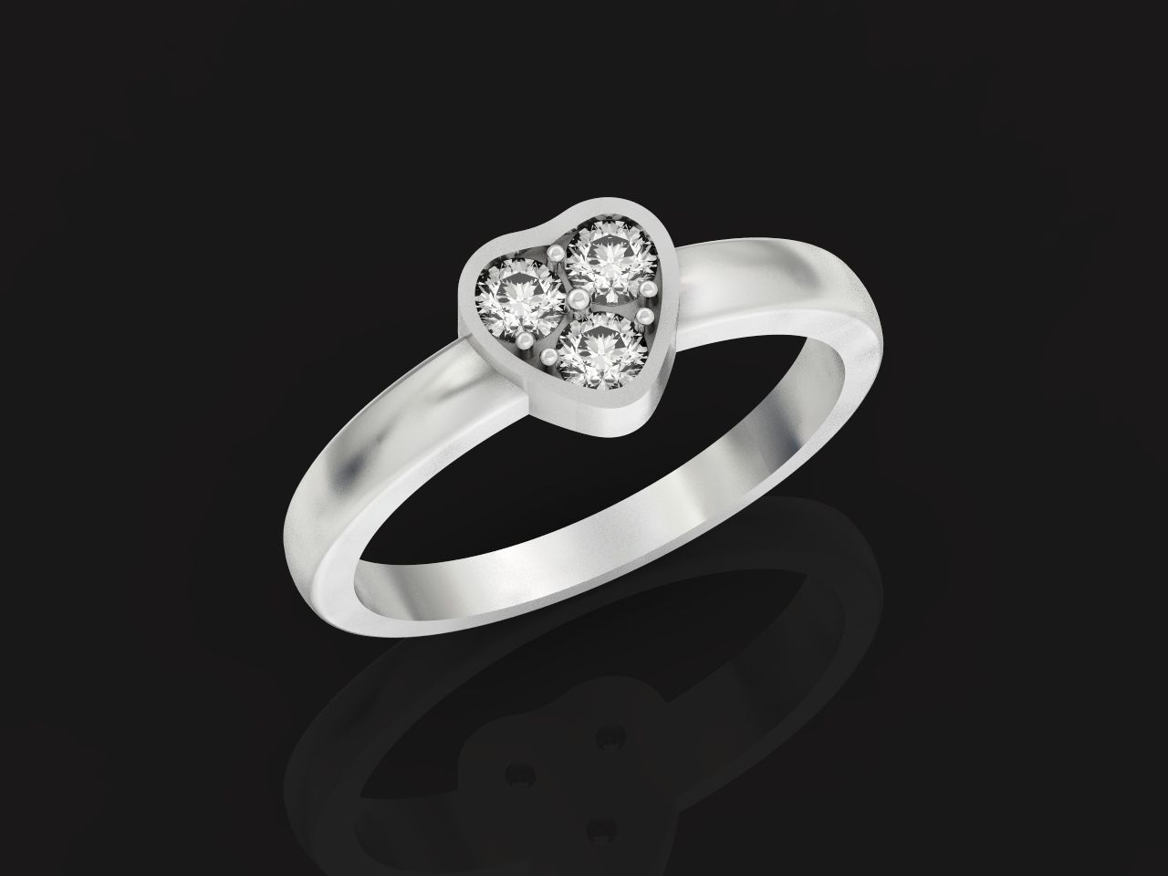 ring heart small stone 3D print model_4