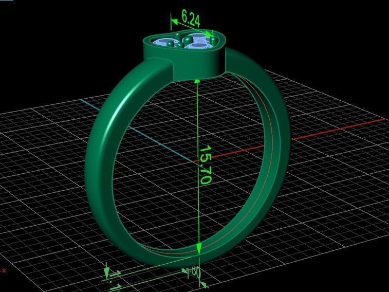 ring heart small stone 3D print model_28