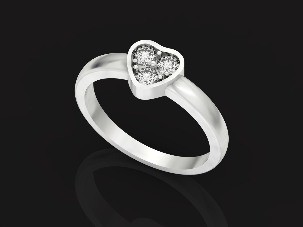 ring heart small stone 3D print model_3