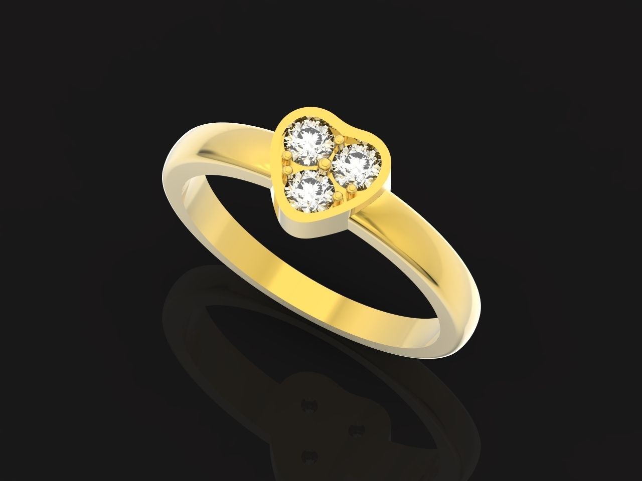 ring heart small stone 3D print model_14