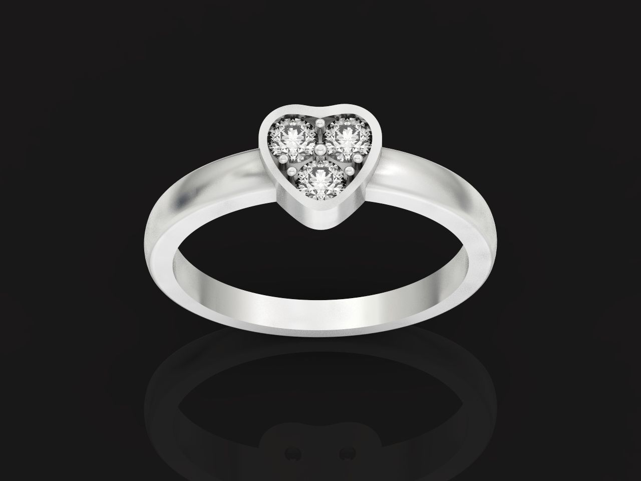 ring heart small stone 3D print model_5