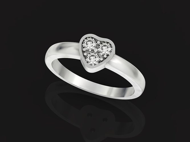  ring heart small  stone 3D print model