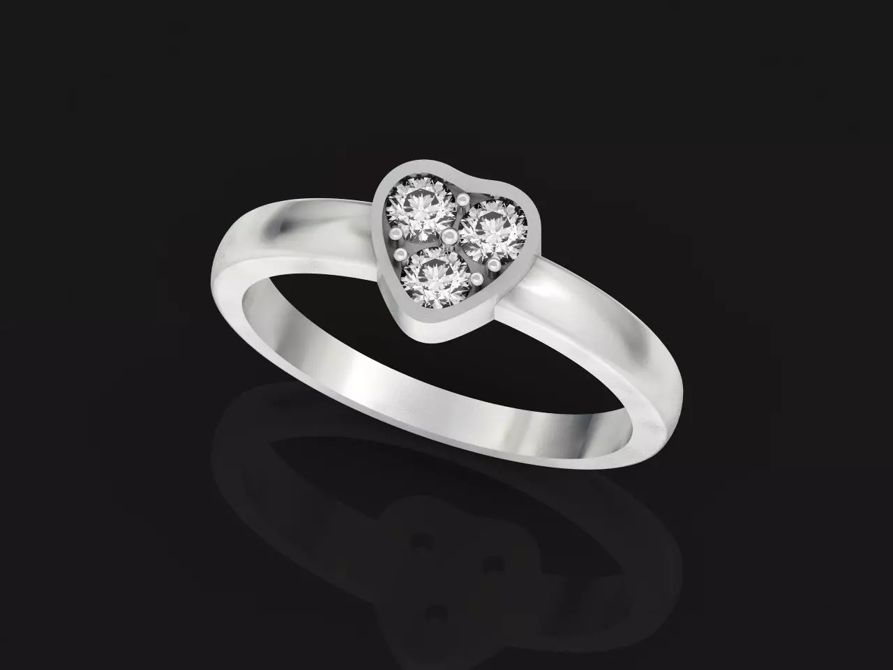 ring heart small stone 3D print model_0