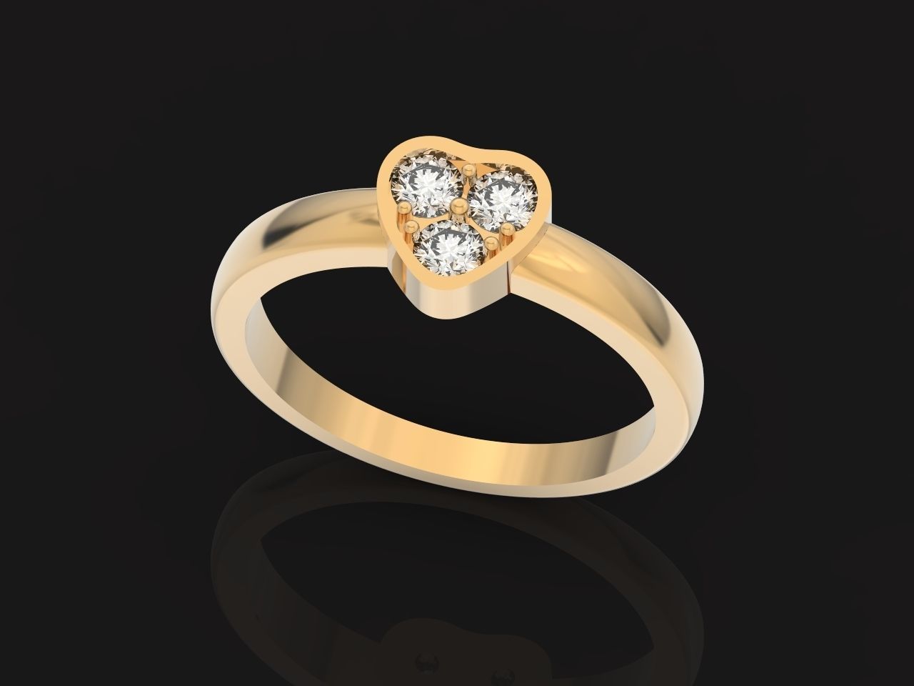 ring heart small stone 3D print model_11