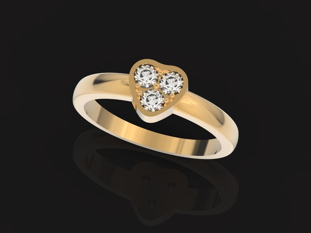 ring heart small stone 3D print model_9