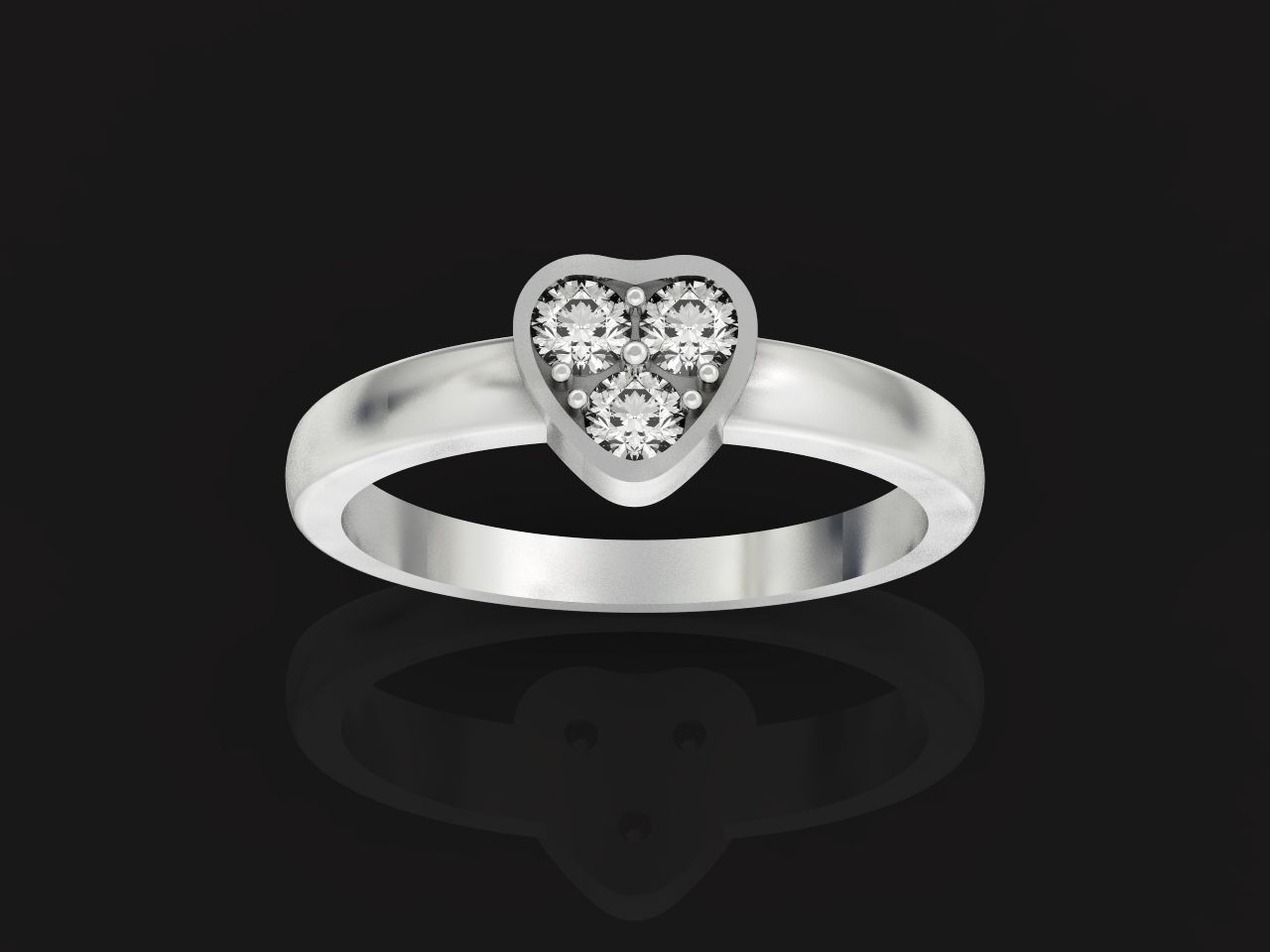 ring heart small stone 3D print model_6