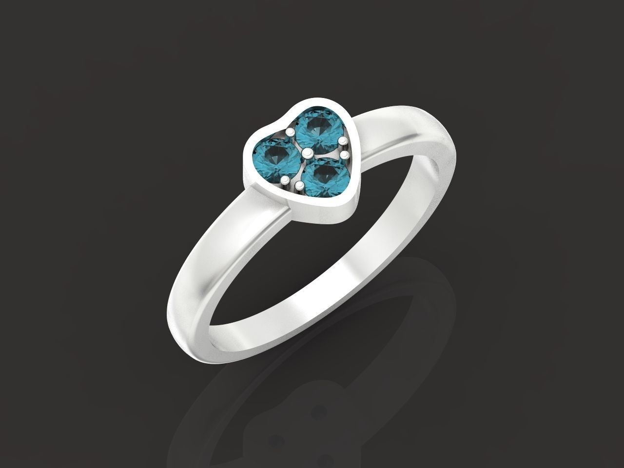 ring heart small stone 3D print model_22