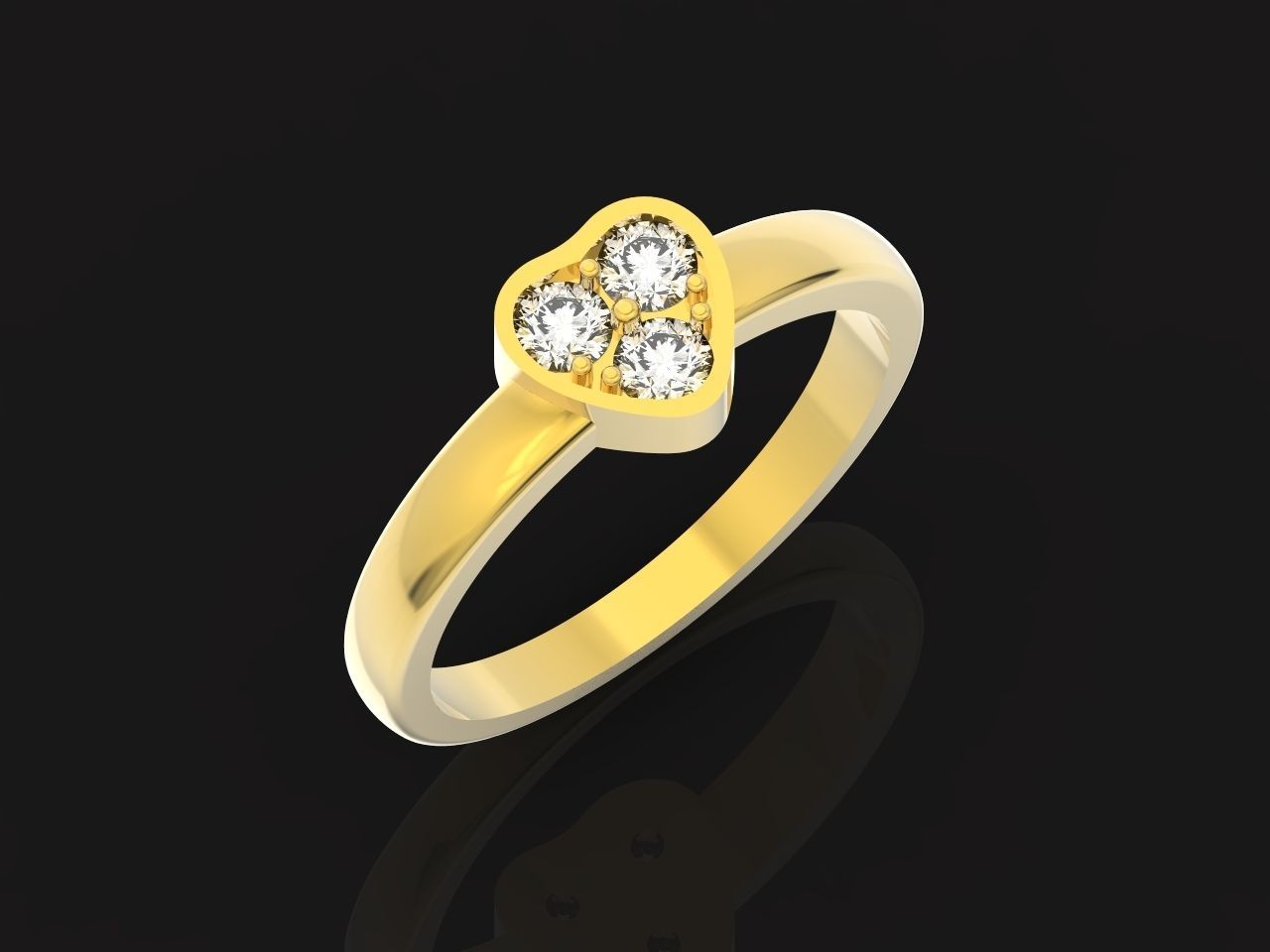 ring heart small stone 3D print model_13