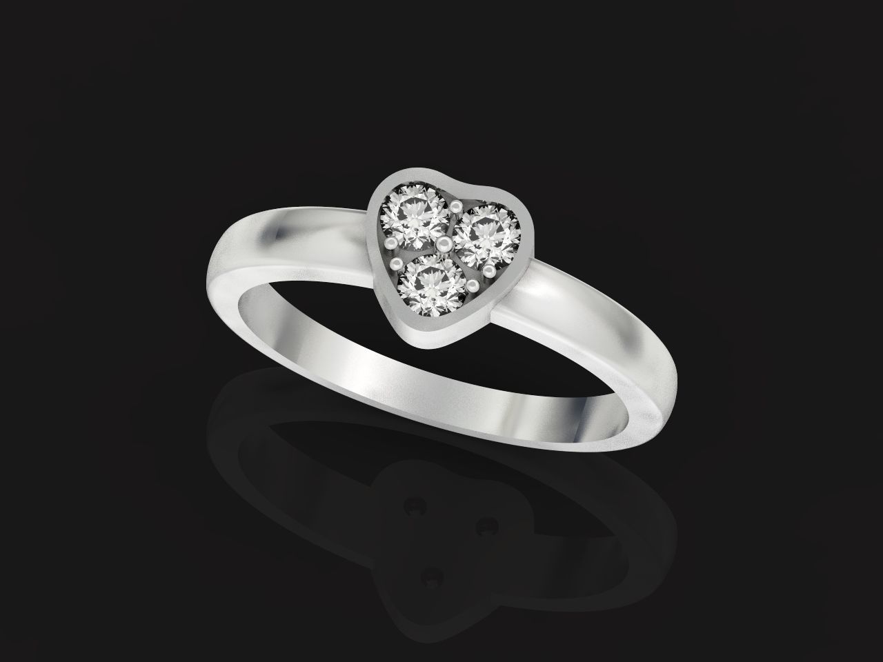 ring heart small stone 3D print model_8