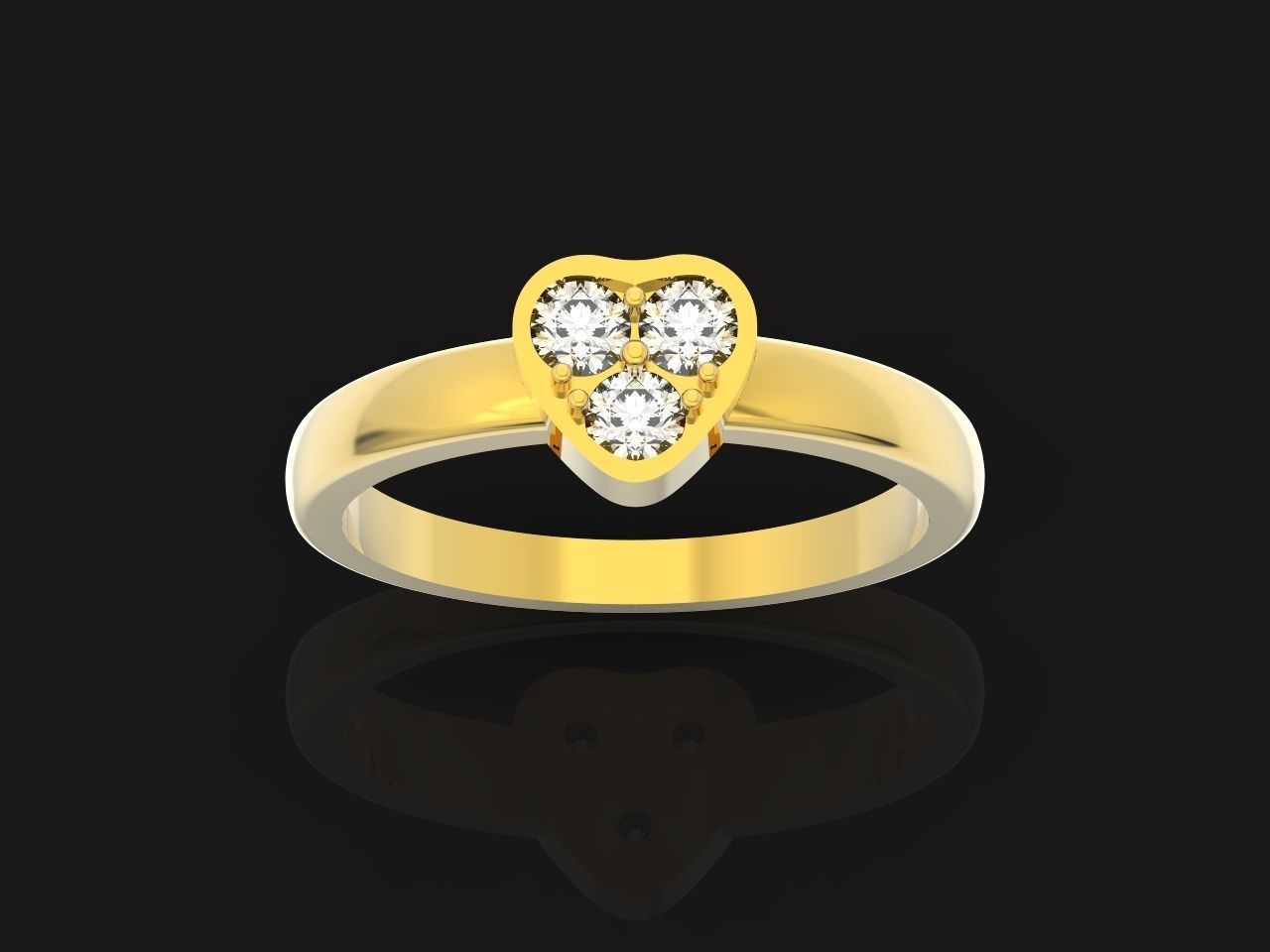 ring heart small stone 3D print model_15