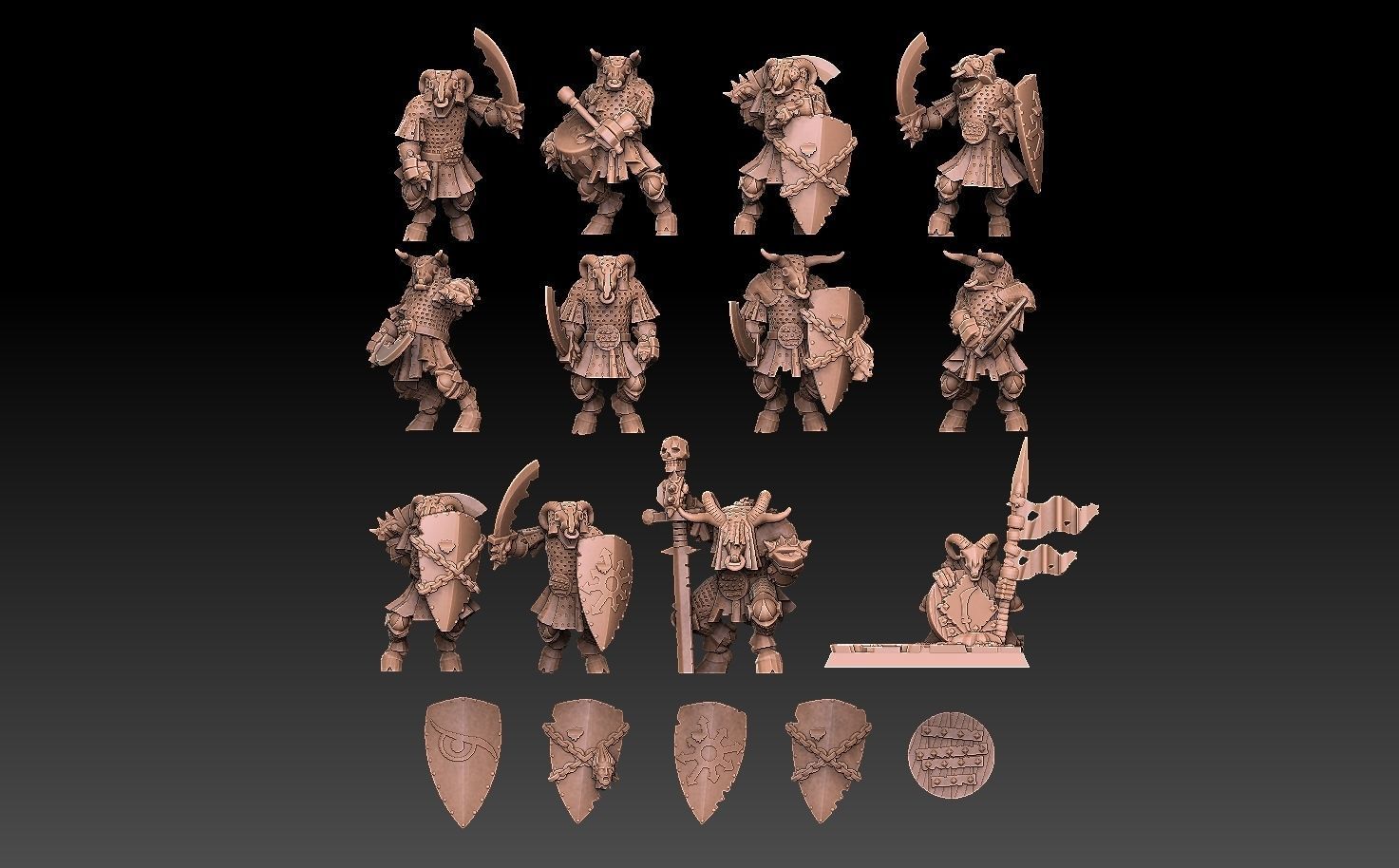 Undead Beastmen Chain Mail Swordsmen 3D print model_2