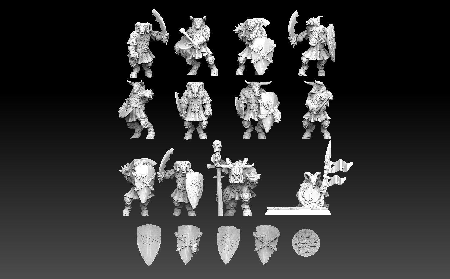 Undead Beastmen Chain Mail Swordsmen 3D print model_3