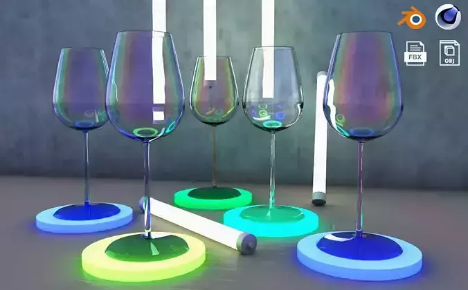 3D Cocktail glasses collection Prosecco elegant royal tableware 
