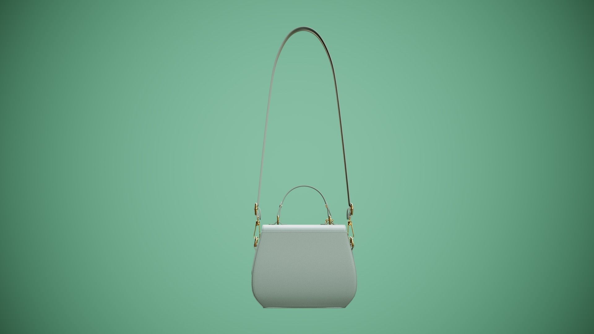 Flower green handbag with flower embroidery  3D model_9