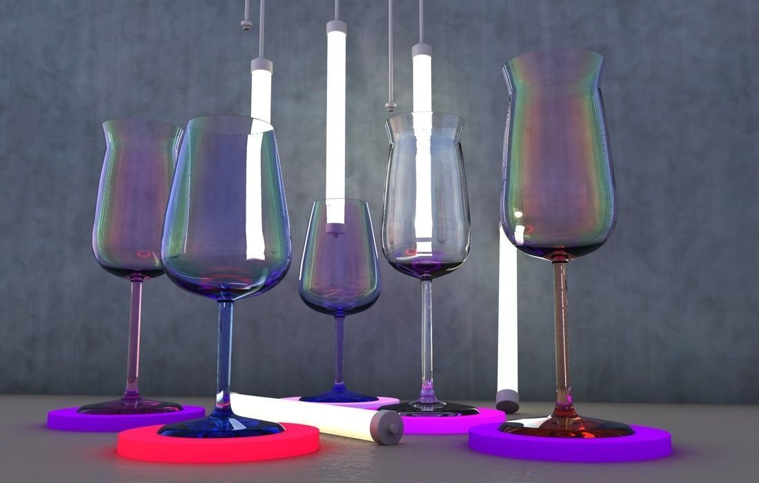 Wine glass Riesling Dry Champagne cocktail barware 3D model_19