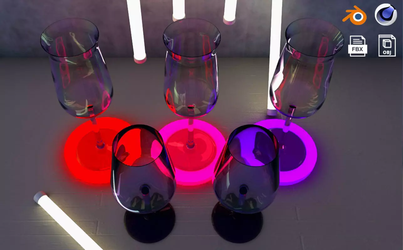 Wine glass Riesling Dry Champagne cocktail barware 3D model_0