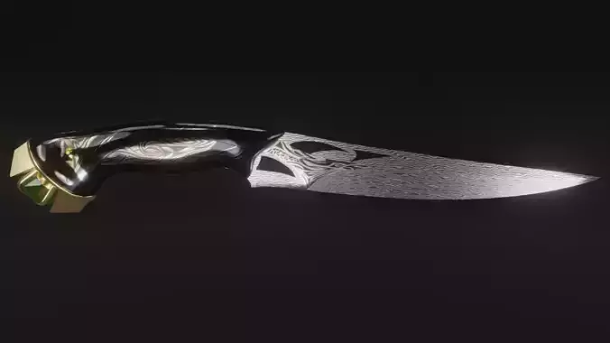 Gilded Damascus Knife