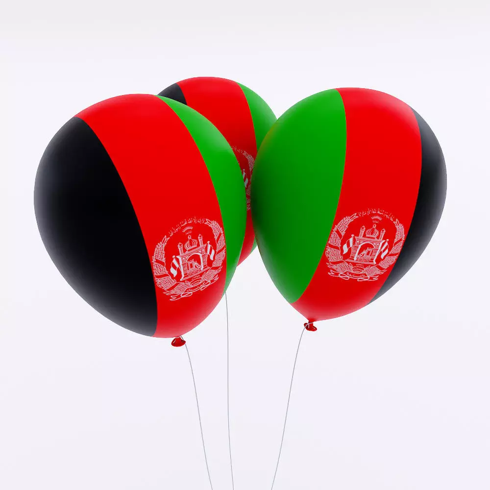Afghanistan country balloon 3d model  Low-poly 3D model_0