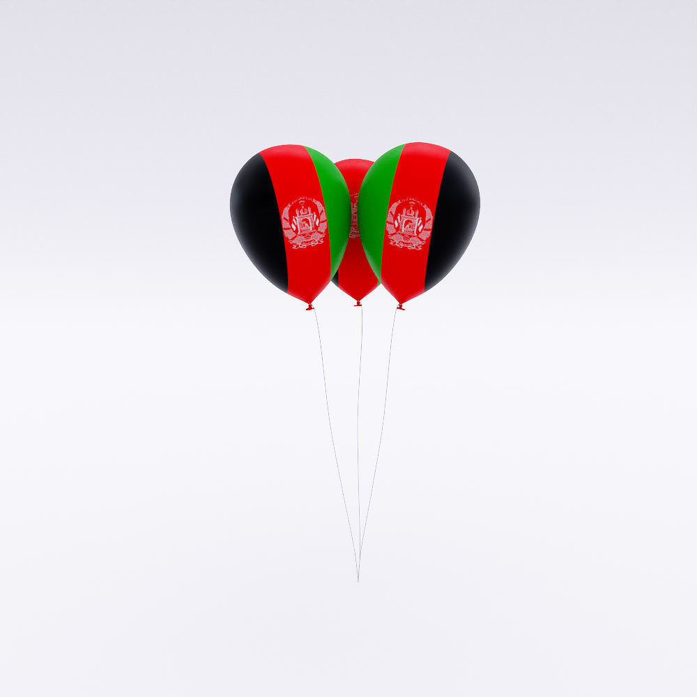 Afghanistan country balloon 3d model  Low-poly 3D model_1