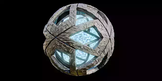 Star Core Space Station alRihla Low-poly 3D model