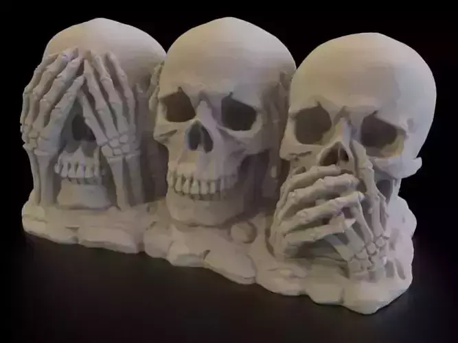 3 Skulls See No Evil Hear No Evil Speak No Evil 3D print model