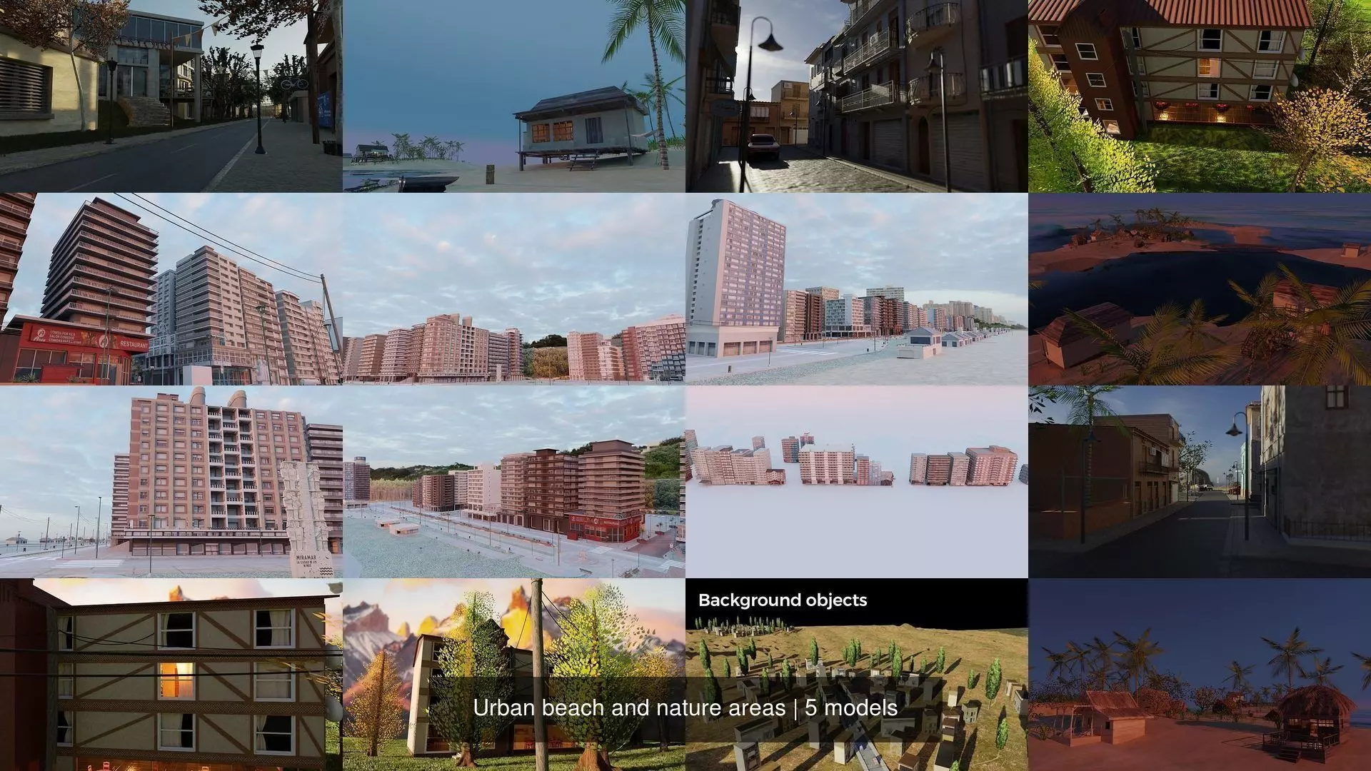 Urban beach and nature areas 3D Model Collection_0