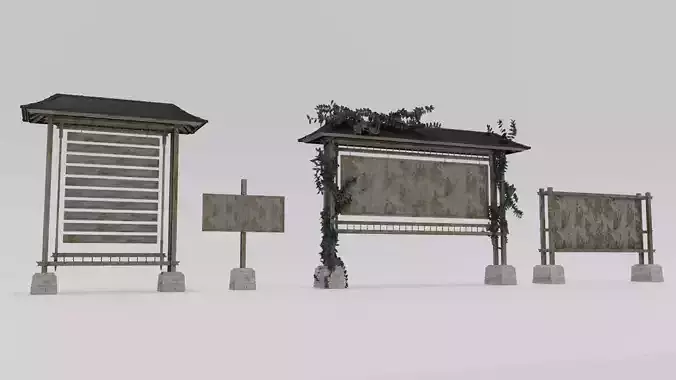Bulletin Board-Papan Pengumuman Bali Low Poly Low-poly 3D model