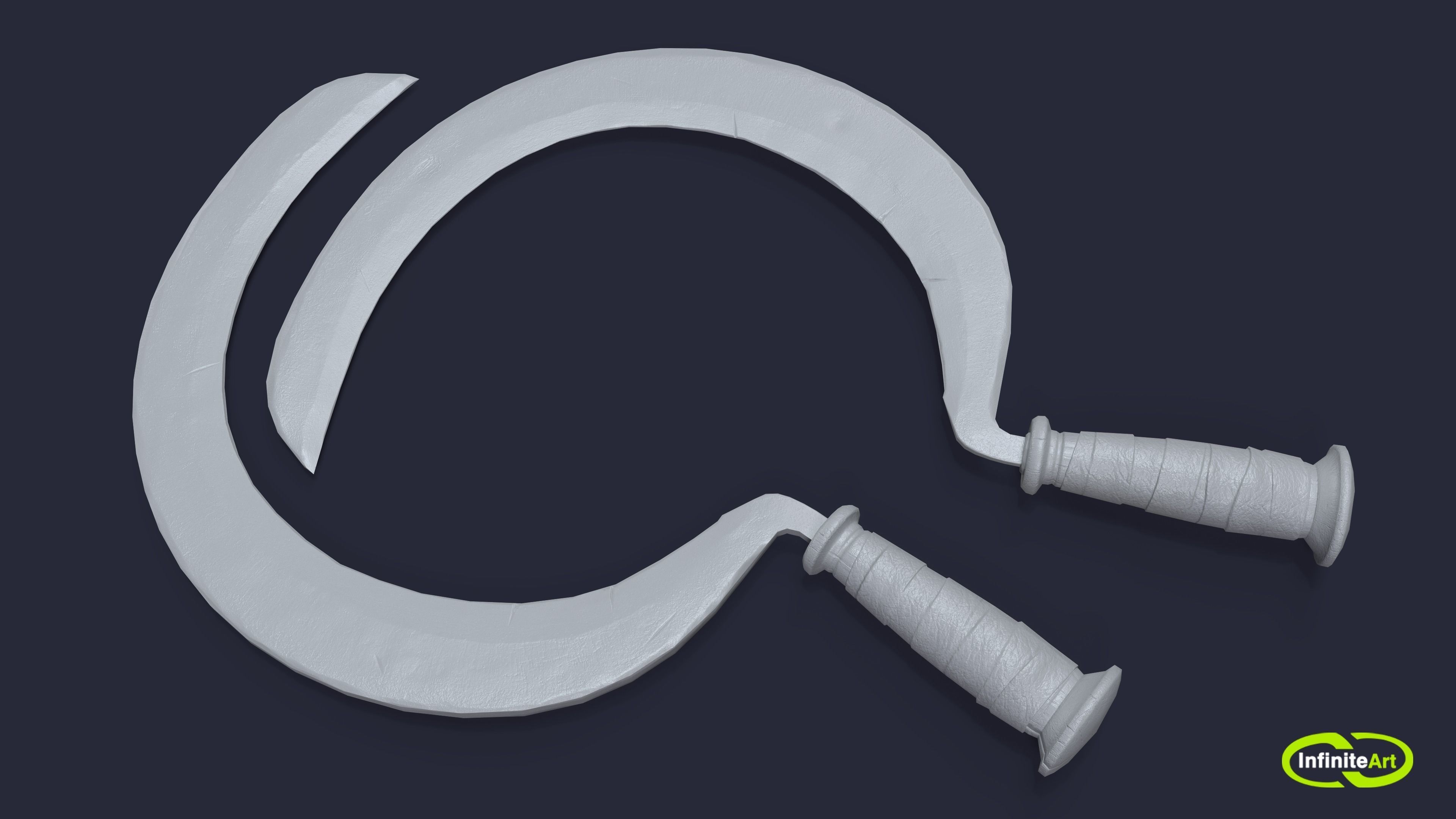 Sickle pair of swords Low-poly 3D model_2