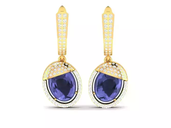 Women Oval Stone Earring 3D print model
