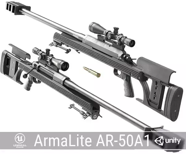 PBR ArmaLite AR-50A1 Low-poly 3D model