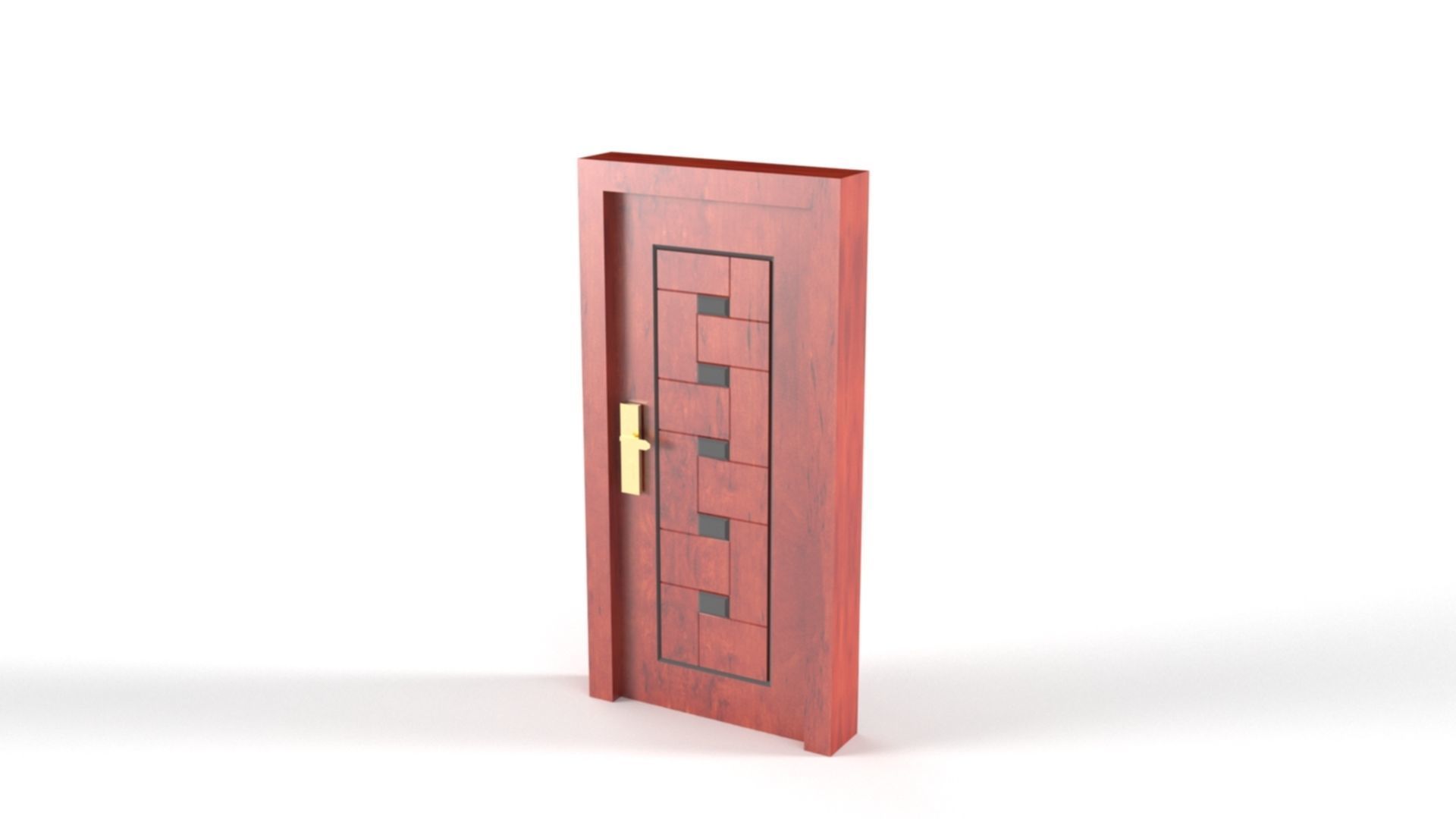 Door lowpoly model wooden 3D model_3