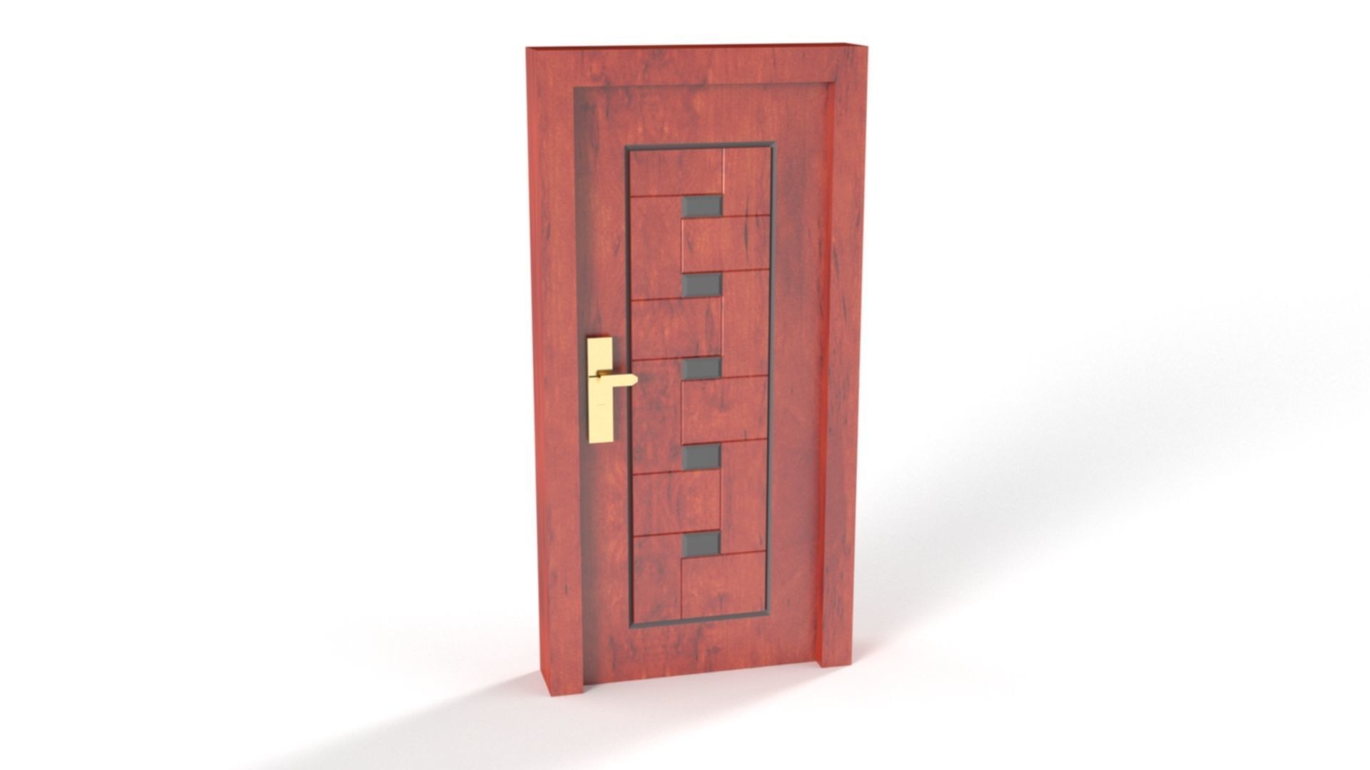 Door lowpoly model wooden 3D model_2