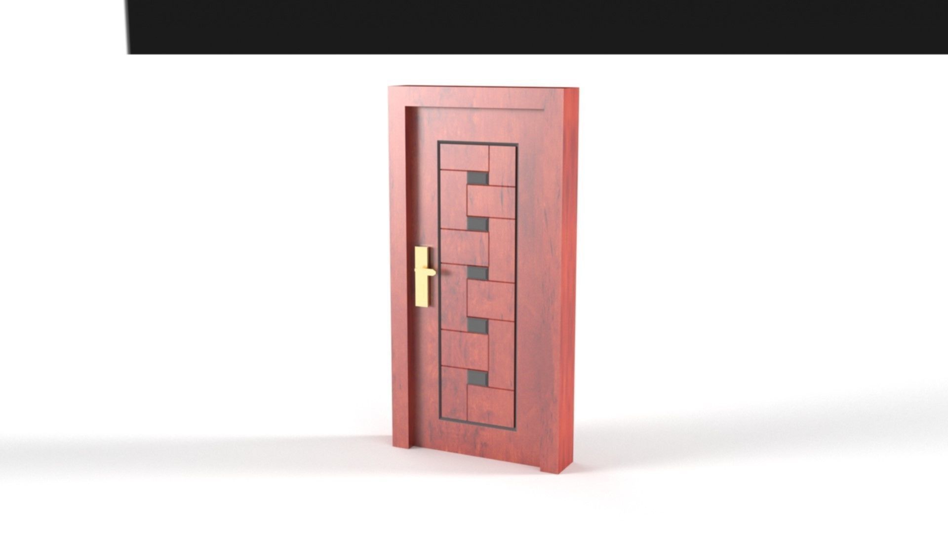Door lowpoly model wooden 3D model_6