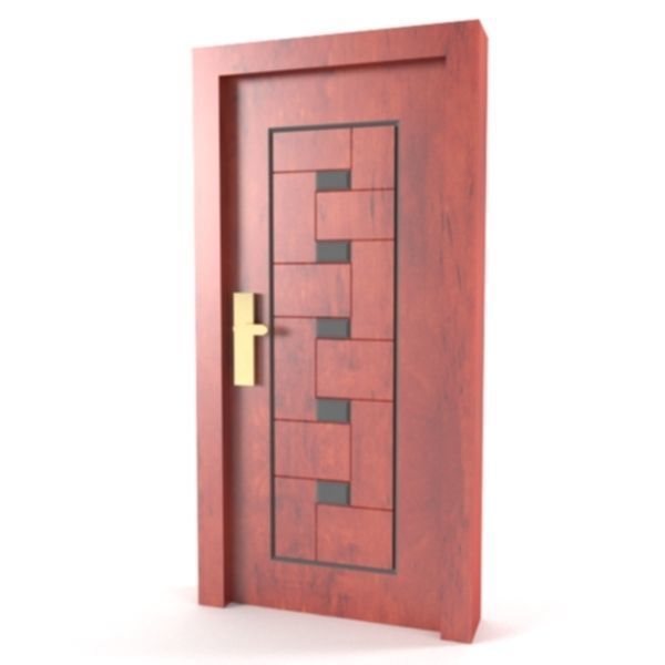 Door lowpoly model wooden 3D model_1