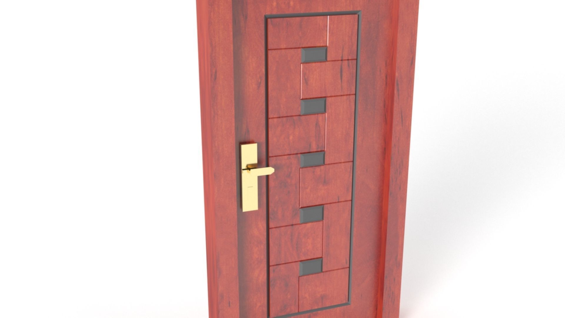 Door lowpoly model wooden 3D model_5
