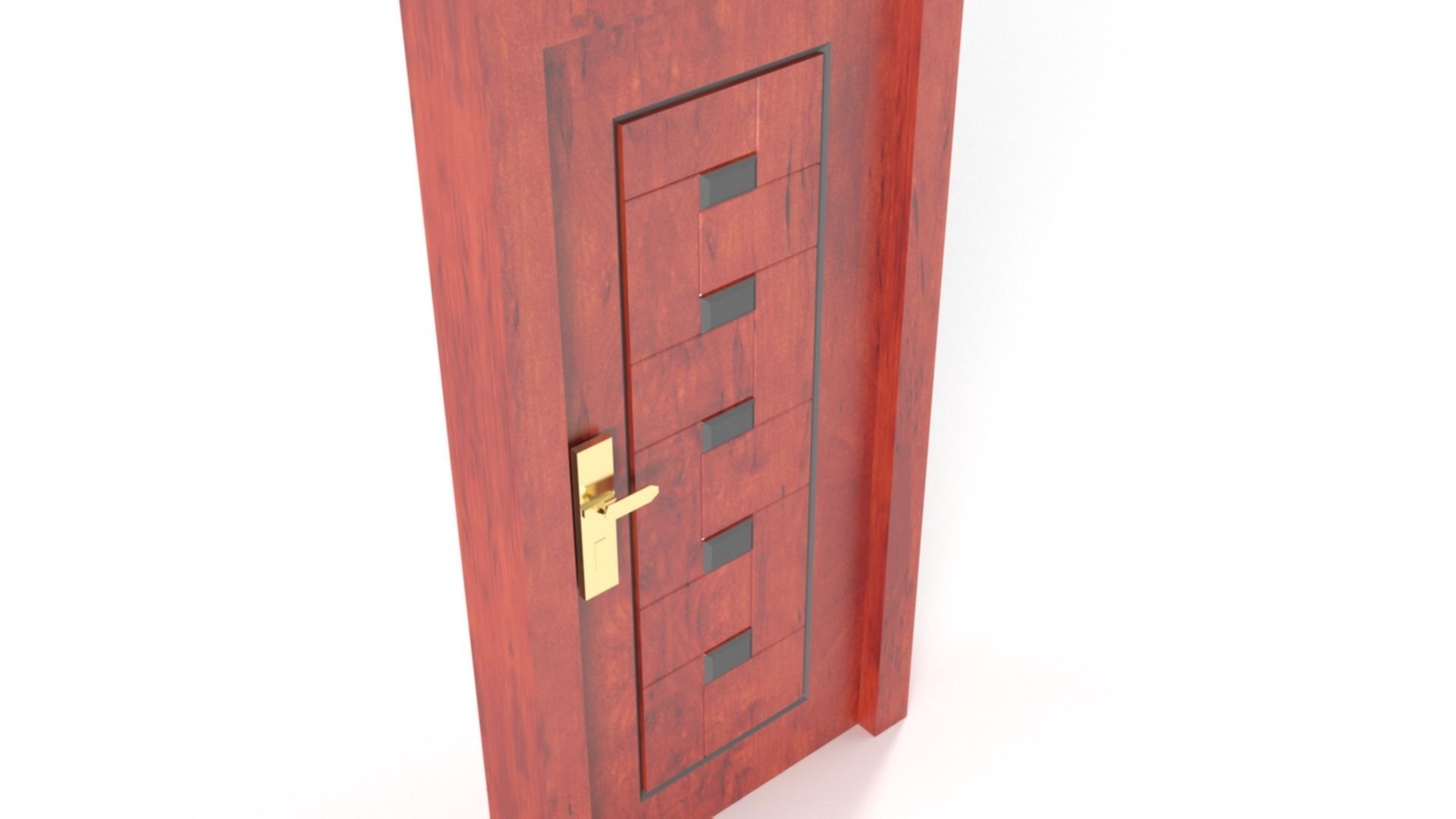 Door lowpoly model wooden 3D model_4